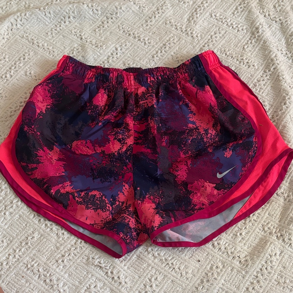 Nike Women's Vibrant Pink and Black Athletic Shorts